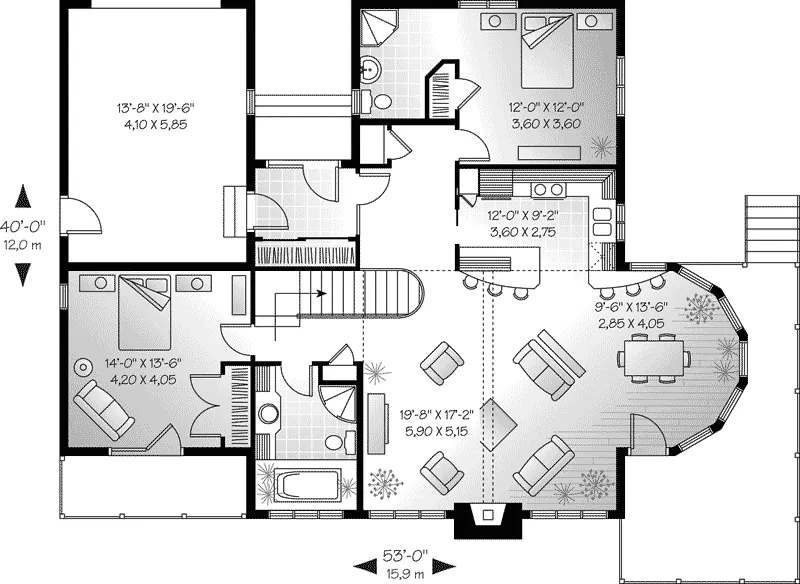 Mountain House Plan First Floor - Gannon A-Frame Home 032D-0704 - Search House Plans and More