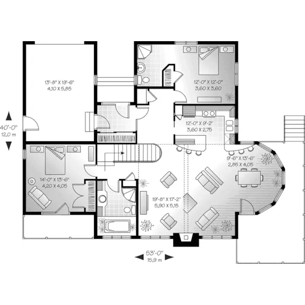 Rustic House Plan First Floor - Gannon A-Frame Home 032D-0704 - Search House Plans and More