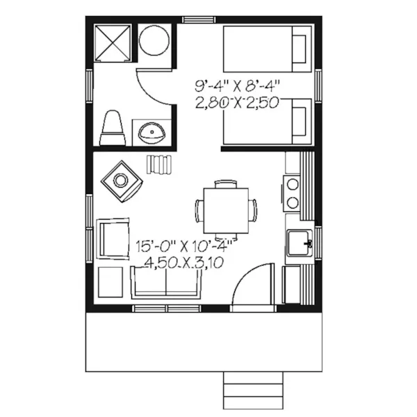 First Floor - Woodwinds Cabin Home 032D-0706 - Shop House Plans and More