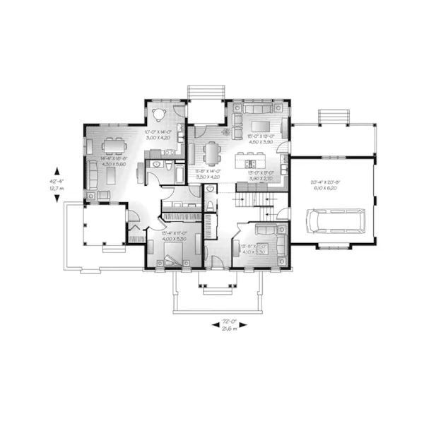 Greek Revival House Plan First Floor - Longthorpe Country Home 032D-0711 - Shop House Plans and More