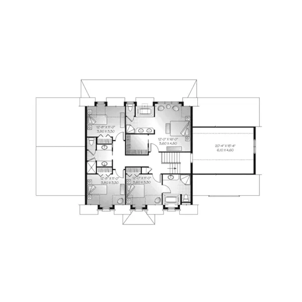 Greek Revival House Plan Second Floor - Longthorpe Country Home 032D-0711 - Shop House Plans and More