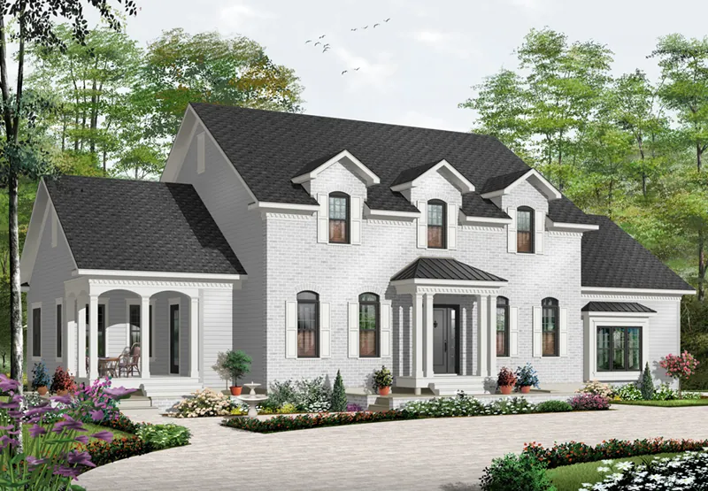 Traditional House Plan Front of Home - Longthorpe Country Home 032D-0711 - Shop House Plans and More