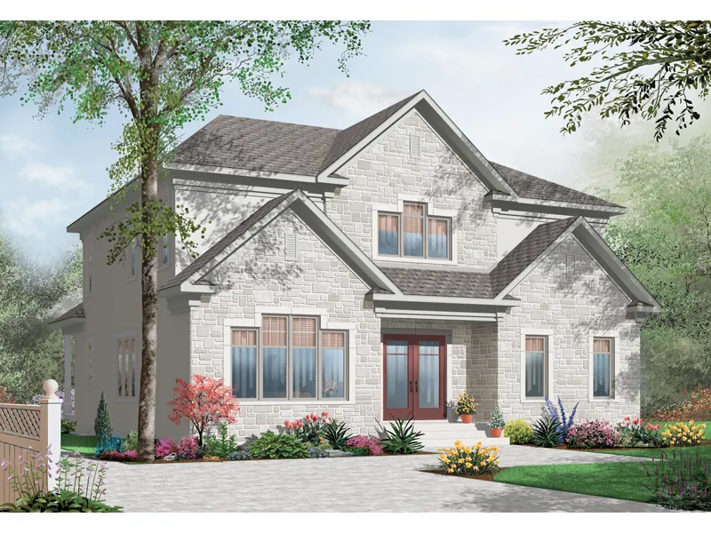 Colonial House Plan Front of Home - Highland Falls European Home 032D-0713 - Search House Plans and More