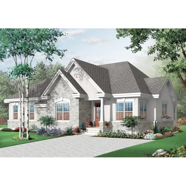 Arts & Crafts House Plan Front of Home - Swiss Valley European Home 032D-0715 - Shop House Plans and More