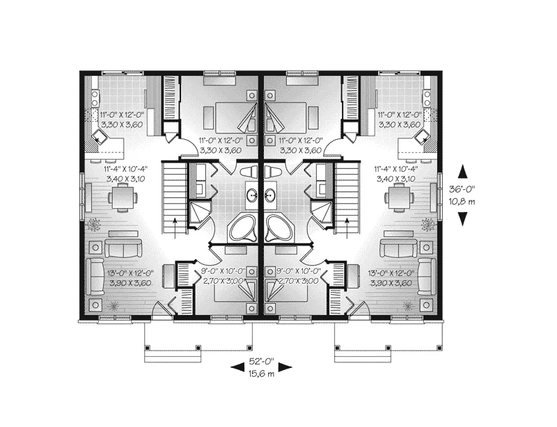Ranch House Plan First Floor - Lionsgate Ranch Duplex Home 032D-0716 - Shop House Plans and More