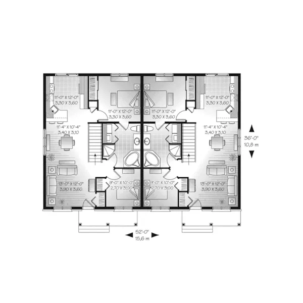 Ranch House Plan First Floor - Lionsgate Ranch Duplex Home 032D-0716 - Shop House Plans and More