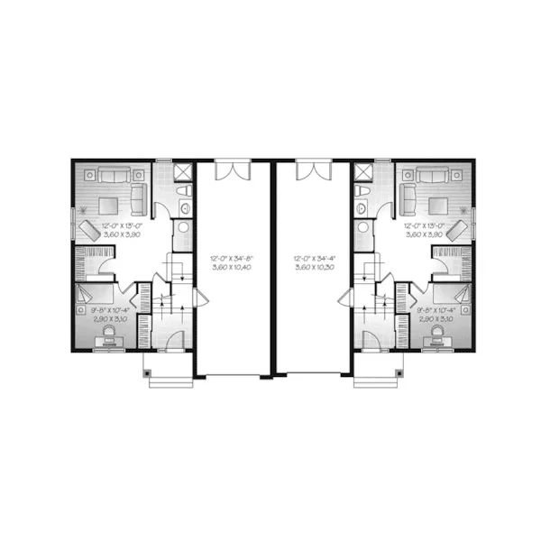 Early American House Plan Lower Level Floor - Hadican Place Duplex Home 032D-0720 - Search House Plans and More