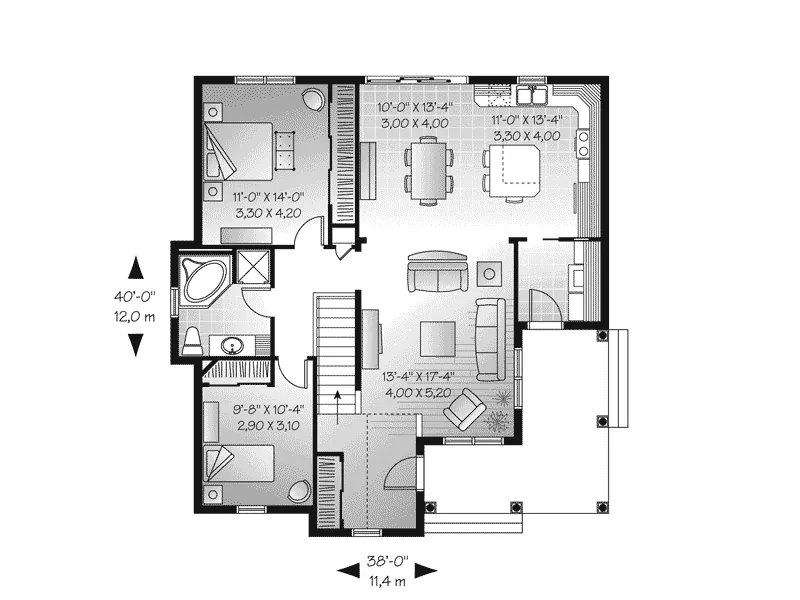 Early American House Plan First Floor - Pendragon Ranch Home 032D-0723 - Shop House Plans and More