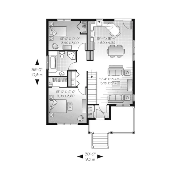 Bungalow House Plan First Floor - Margaret Mary Country Home 032D-0730 - Shop House Plans and More