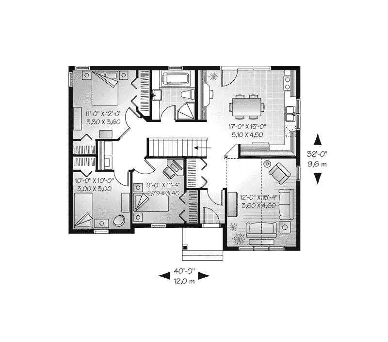 Ranch House Plan First Floor - Rembrandt Mill Colonial Home 032D-0731 - Shop House Plans and More
