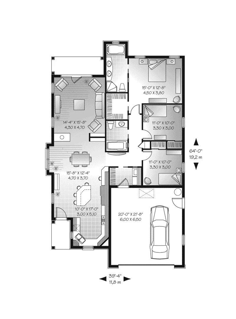 Florida House Plan First Floor - Aramis Hill Ranch Home 032D-0735 - Search House Plans and More