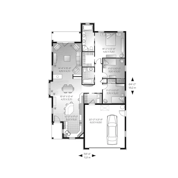 Ranch House Plan First Floor - Aramis Hill Ranch Home 032D-0735 - Search House Plans and More