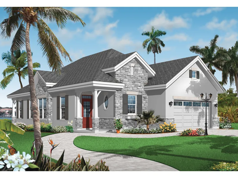 Florida House Plan Front of Home - Aramis Hill Ranch Home 032D-0735 - Search House Plans and More