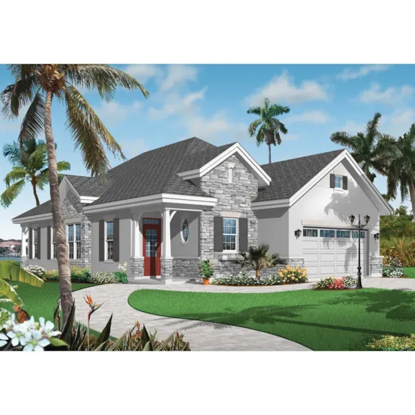 Ranch House Plan Front of Home - Aramis Hill Ranch Home 032D-0735 - Search House Plans and More