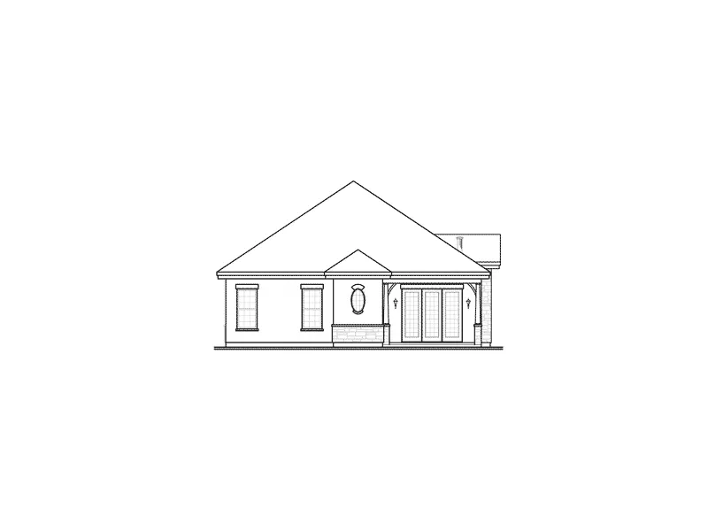 Ranch House Plan Rear Elevation - Aramis Hill Ranch Home 032D-0735 - Search House Plans and More