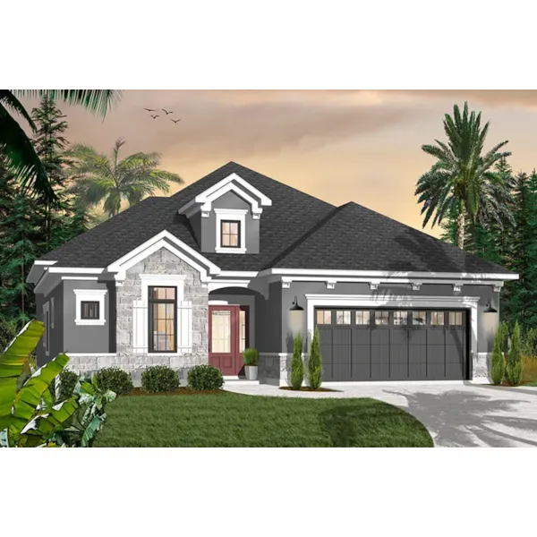 Ranch House Plan Front of Home - Hacienda Mediterranean Home 032D-0736 - Search House Plans and More