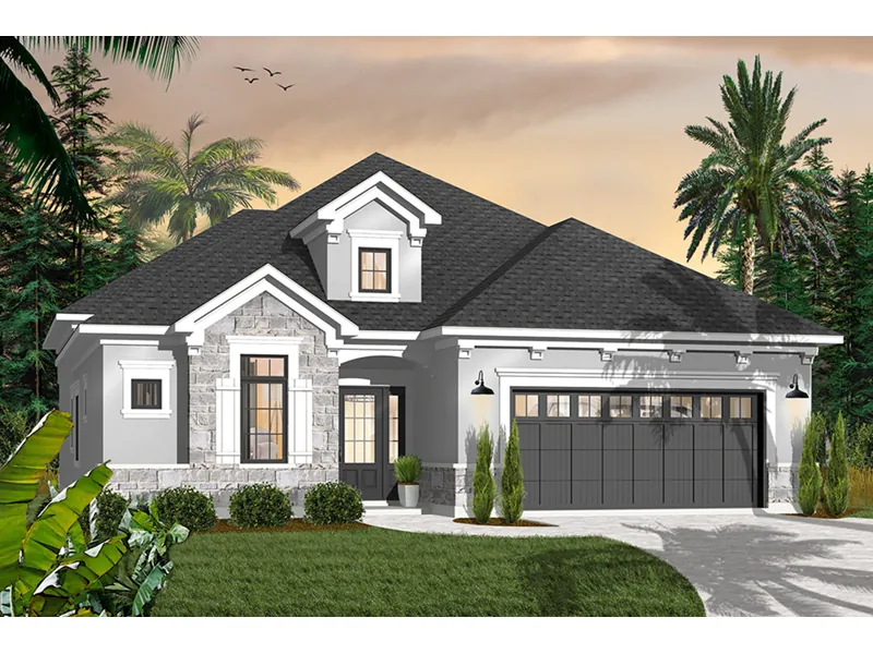 Florida House Plan Front Photo 01 - Hacienda Mediterranean Home 032D-0736 - Search House Plans and More