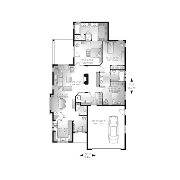 Mediterranean House Plan First Floor - Shadowoak Country Ranch Home 032D-0738 - Shop House Plans and More