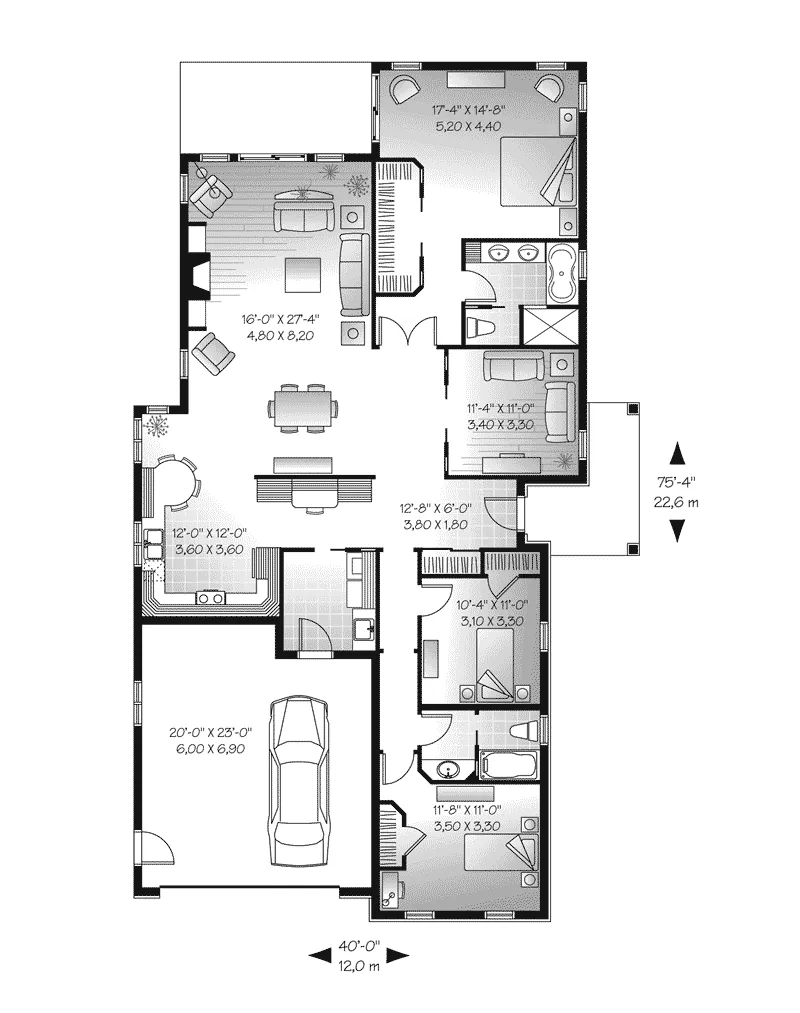 Ranch House Plan First Floor - Norfolk Palm Florida Home 032D-0739 - Shop House Plans and More