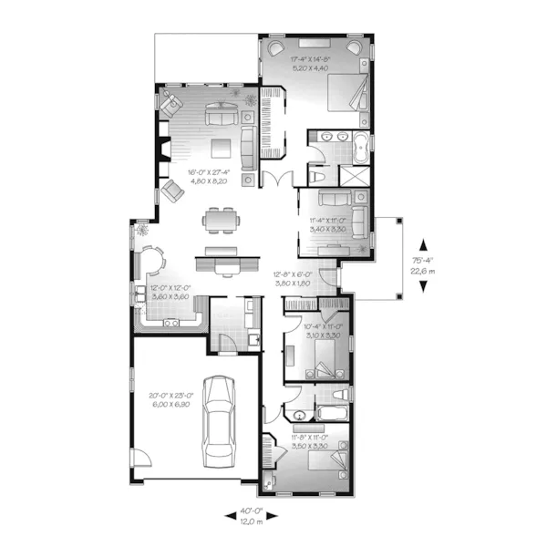 Ranch House Plan First Floor - Norfolk Palm Florida Home 032D-0739 - Shop House Plans and More