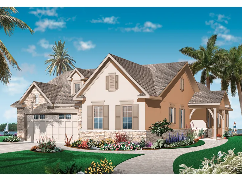 Ranch House Plan Front of Home - Norfolk Palm Florida Home 032D-0739 - Shop House Plans and More