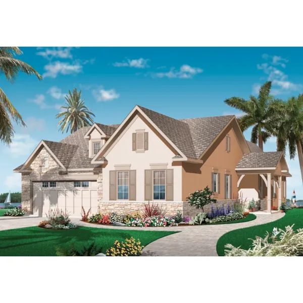 Ranch House Plan Front of Home - Norfolk Palm Florida Home 032D-0739 - Shop House Plans and More