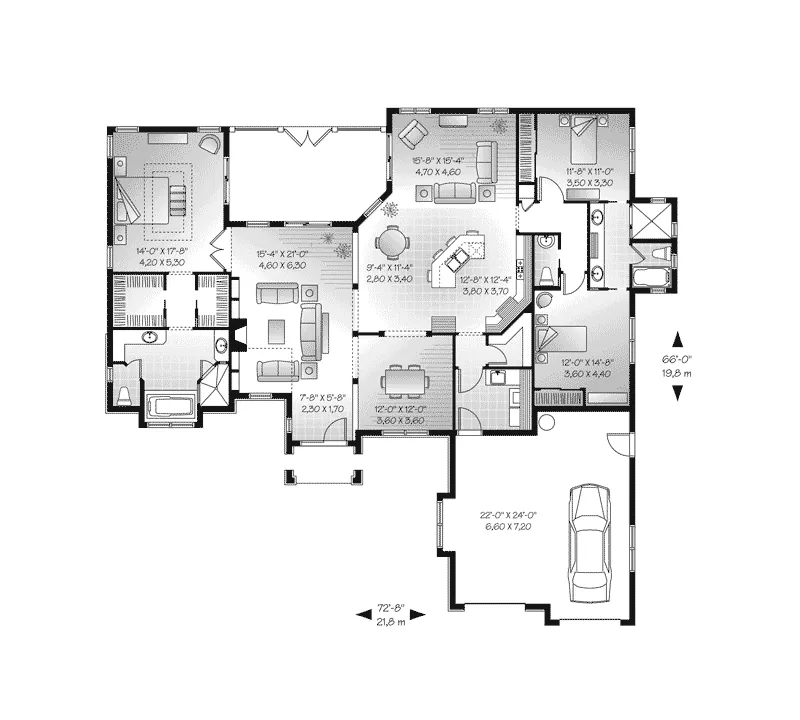 Florida House Plan First Floor - Dinah Floridian Ranch Home 032D-0740 - Search House Plans and More
