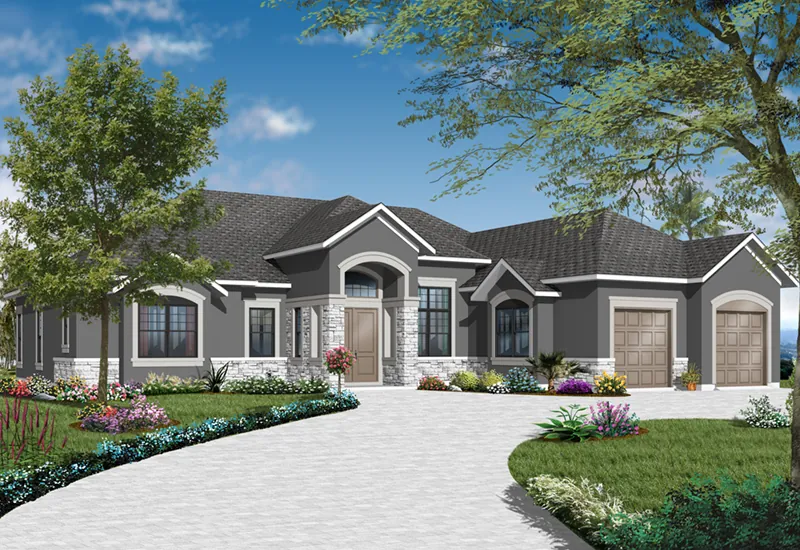 Traditional House Plan Front of Home - Dinah Floridian Ranch Home 032D-0740 - Search House Plans and More