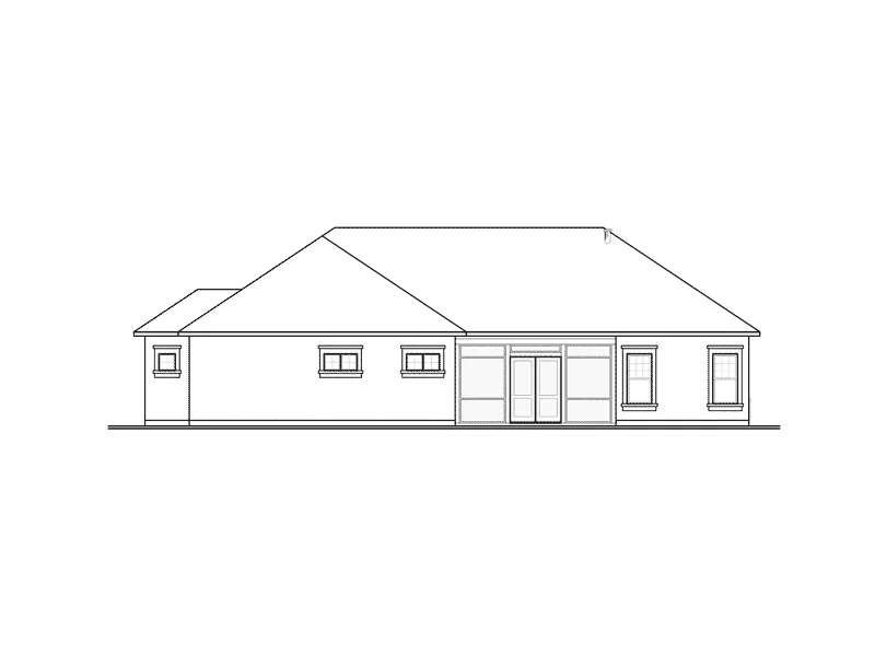 Traditional House Plan Rear Elevation - Dinah Floridian Ranch Home 032D-0740 - Search House Plans and More