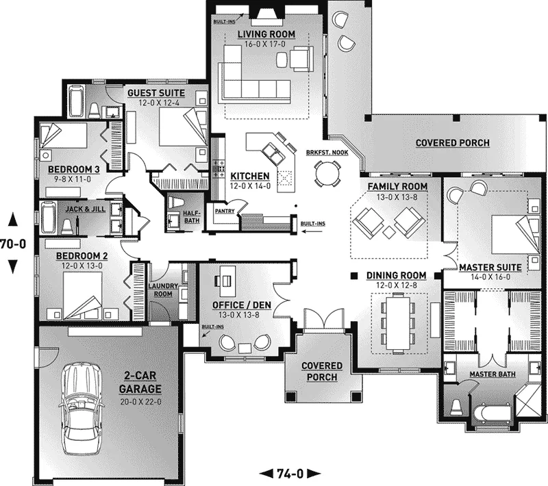 Mediterranean House Plan First Floor - Giovanna Sunbelt Home 032D-0741 - Search House Plans and More
