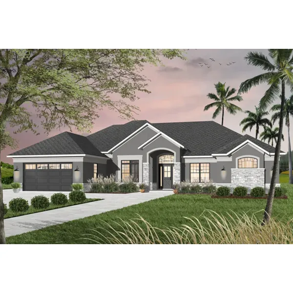 Mediterranean House Plan Front of Home - Giovanna Sunbelt Home 032D-0741 - Search House Plans and More