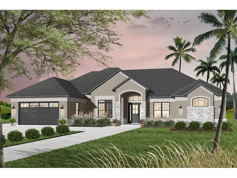 Ranch House Plan Front Photo 02 - Giovanna Sunbelt Home 032D-0741 - Search House Plans and More