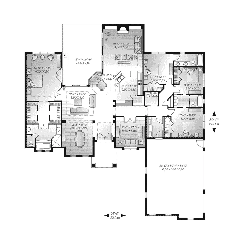 Sunbelt House Plan First Floor - Manola Traditional Sunbelt Home 032D-0742 - Shop House Plans and More