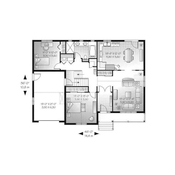 Early American House Plan First Floor - Arborhaven Country Home 032D-0746 - Search House Plans and More