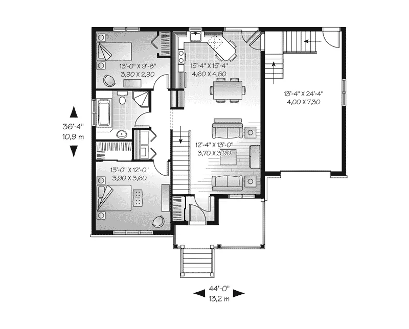 Bungalow House Plan First Floor - Vetters Hill Ranch Home 032D-0749 - Shop House Plans and More