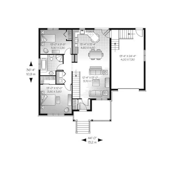 Traditional House Plan First Floor - Vetters Hill Ranch Home 032D-0749 - Shop House Plans and More