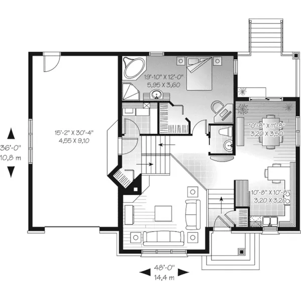 Traditional House Plan First Floor - Flowerhill Farm Bungalow Home 032D-0751 - Search House Plans and More