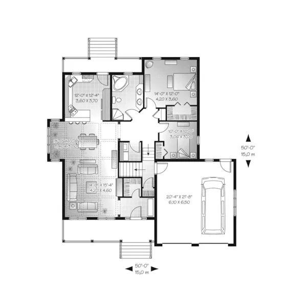 Traditional House Plan First Floor - Arcola Hill Ranch Home 032D-0752 - Search House Plans and More