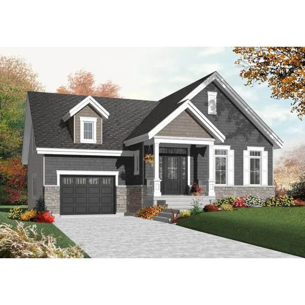 Early American House Plan Front of Home - Brannon Country Ranch Home 032D-0754 - Search House Plans and More