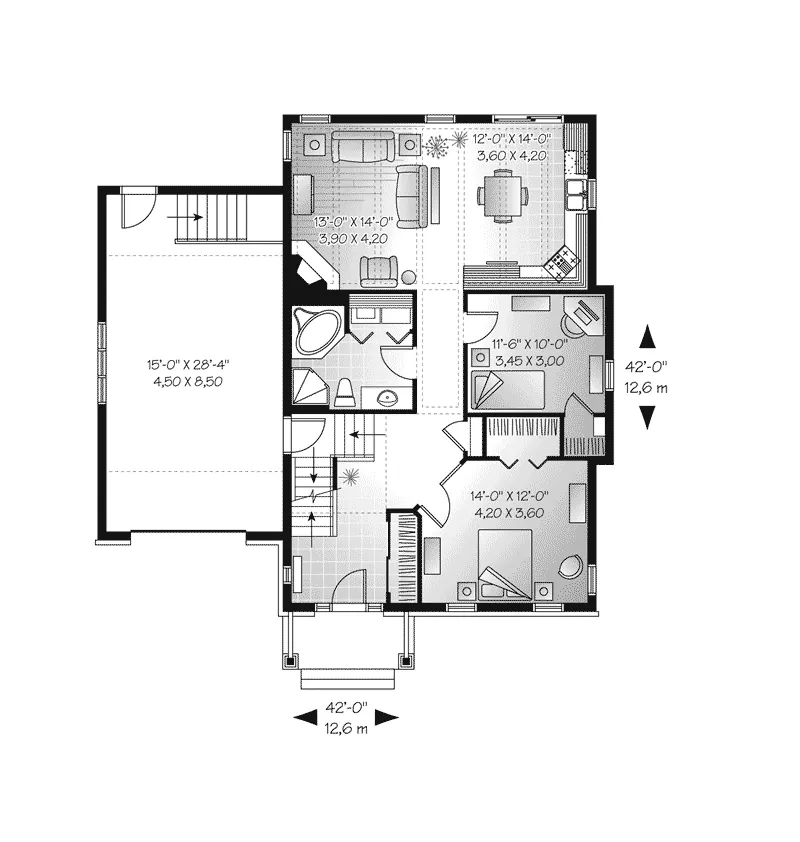 Ranch House Plan First Floor - Parquet Ranch Home 032D-0755 - Shop House Plans and More