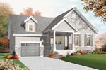 Craftsman House Plan Front of Home - Parquet Ranch Home 032D-0755 - Shop House Plans and More