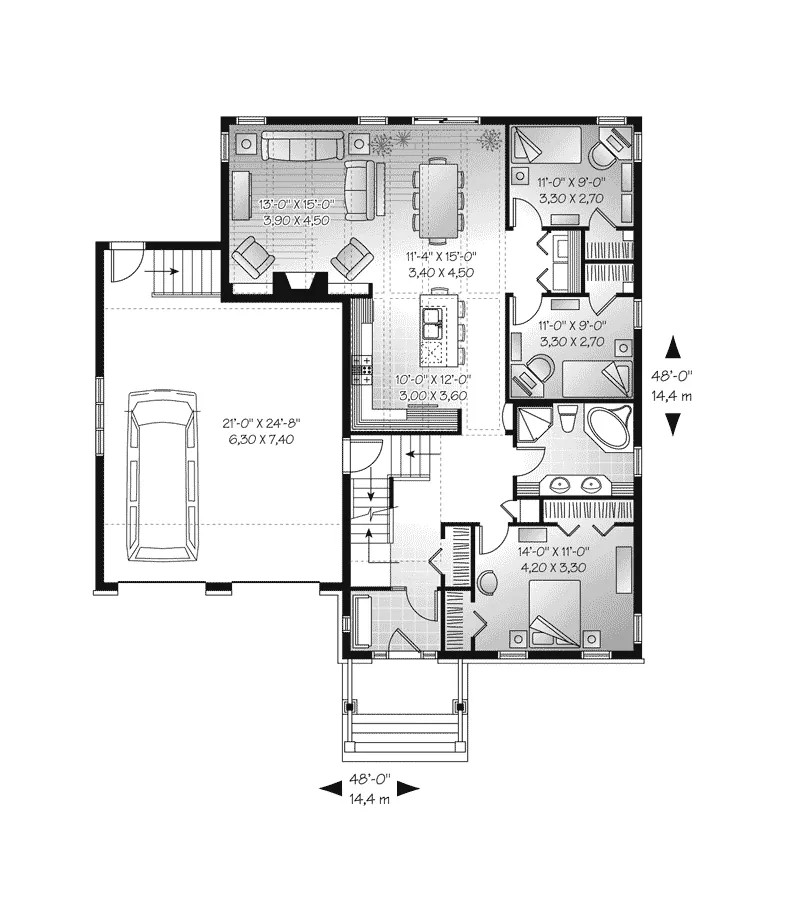 Craftsman House Plan First Floor - Hollow Tree Traditional Home 032D-0756 - Search House Plans and More