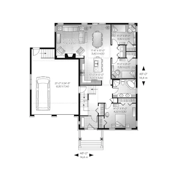 Ranch House Plan First Floor - Hollow Tree Traditional Home 032D-0756 - Search House Plans and More