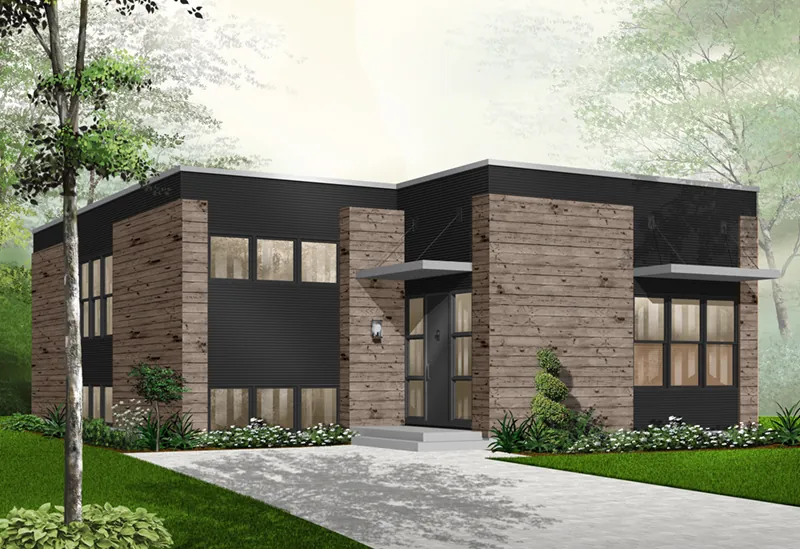 Modern House Plan Front of Home - Burmberry Modern Home 032D-0757 - Search House Plans and More