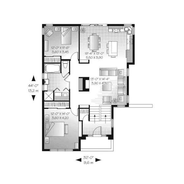 Modern House Plan First Floor - Golden Ridge Modern Home 032D-0758 - Search House Plans and More