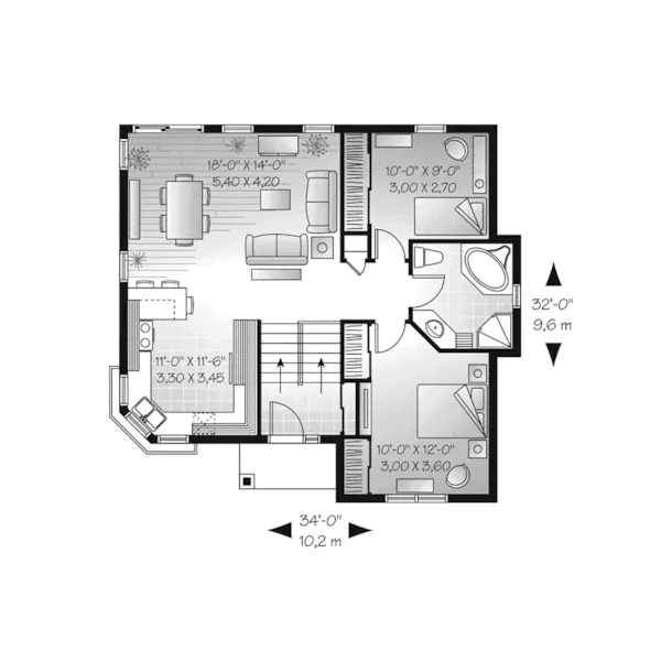 Traditional House Plan First Floor - Waterlilly Early American Home 032D-0760 - Shop House Plans and More