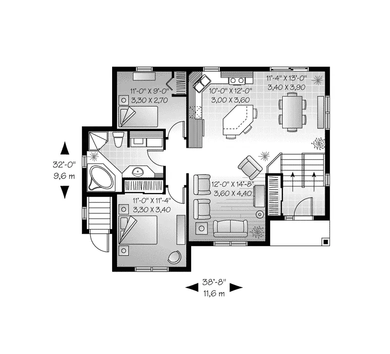 Traditional House Plan First Floor - Byrd Creek Early American Home 032D-0763 - Search House Plans and More