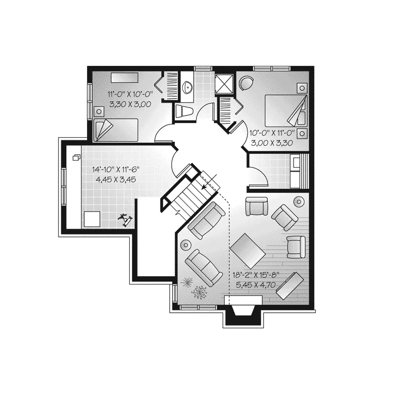European House Plan Basement Floor - Novara Country Craftsman Home 032D-0764 - Shop House Plans and More