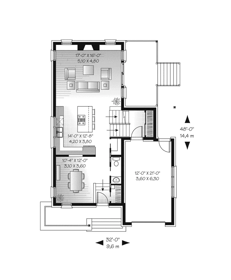 Modern House Plan First Floor - Landsberg Valley Modern Home 032D-0768 - Shop House Plans and More