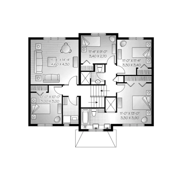 Cape Cod & New England House Plan Second Floor - Boones Creek Split-Level Home 032D-0771 - Search House Plans and More